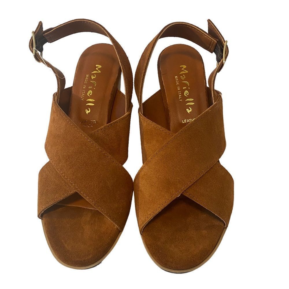 Mariella Rust Brown Suede Ankle Strap Sandals in Ladies Sz. 8M